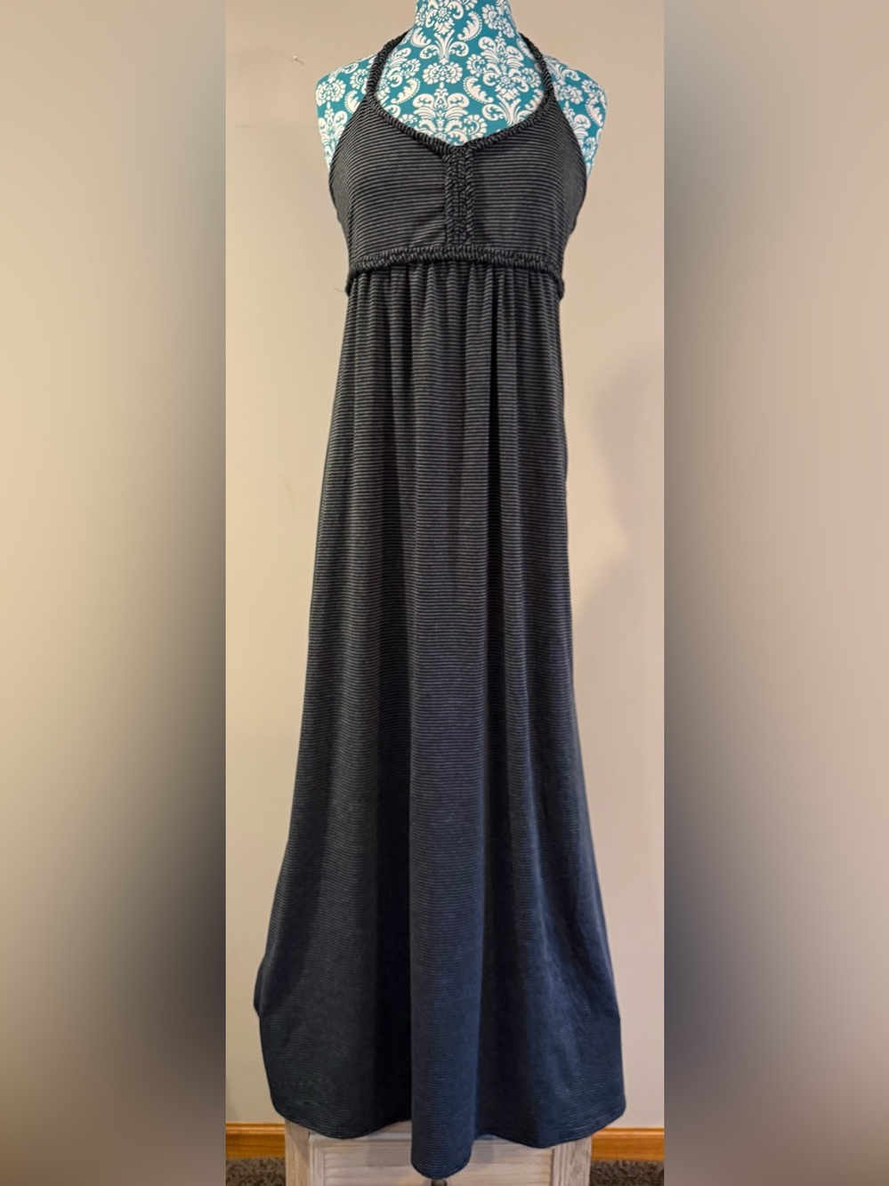 Soybu Striped Racerback Maxi Dress in Charcoal Stripes